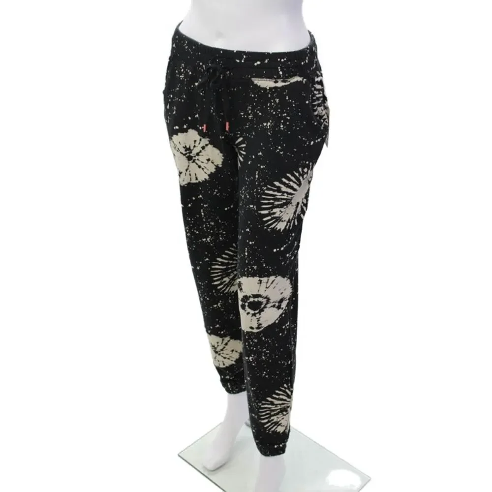 P.J. Salvage Womens Tie-Dye Print Drawstring Tapered Sweatpants Black Size XS